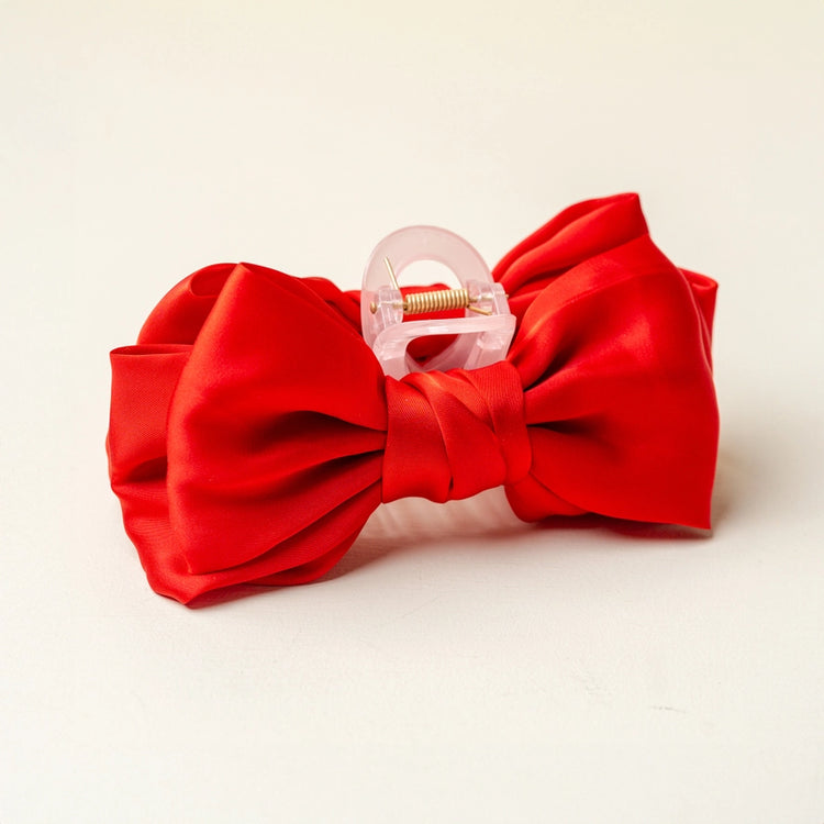 Red Stain Bow Claw Clip