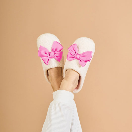 Betty Bow Hot Pink Fuzzy Slippers