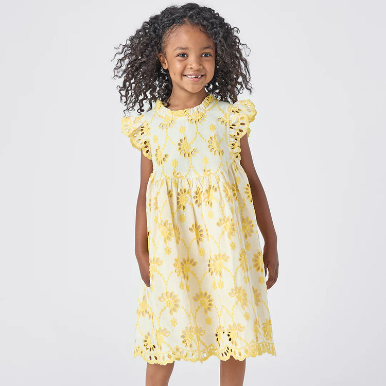 Bright Yellow Eyelet Cynthia Dress