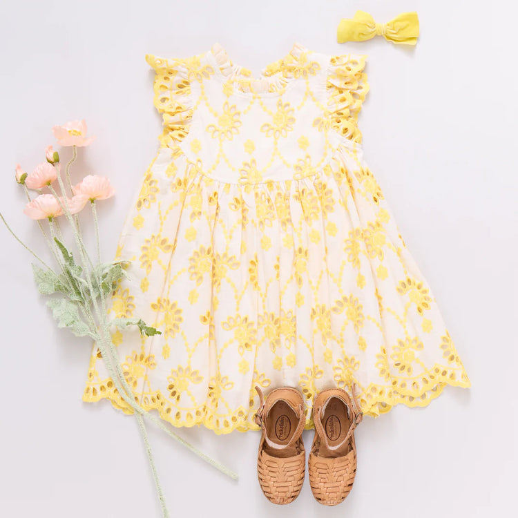 Bright Yellow Eyelet Cynthia Dress